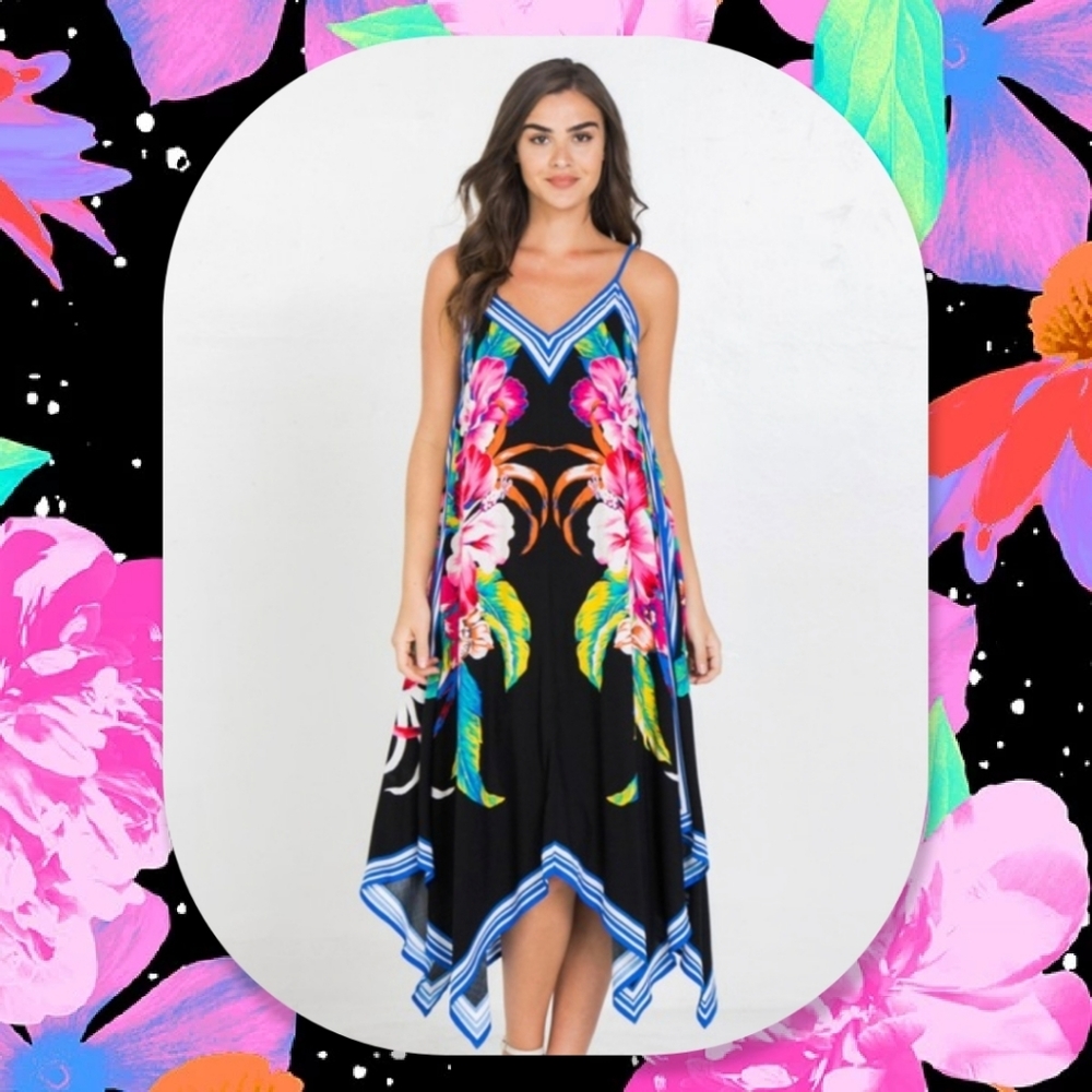 Tropical Sundress Floral Dress Summer Vacation NEW - Picture 6 of 10